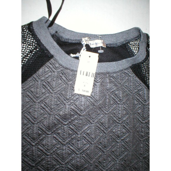 New Womens NWT $120 Mesh Sweatshirt Mika & Gala Gray Black S Australia 8 Top Sof - Picture 2 of 4